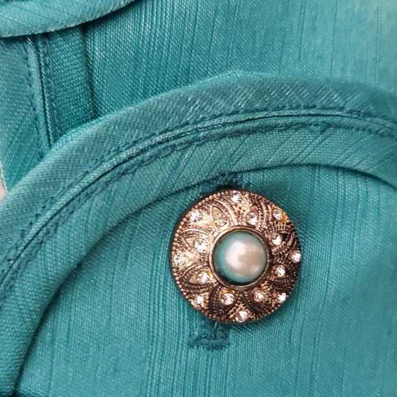 MOSHITA COUTURE AQUA/TEAL blazer sz 16 - Picture 3 of 7